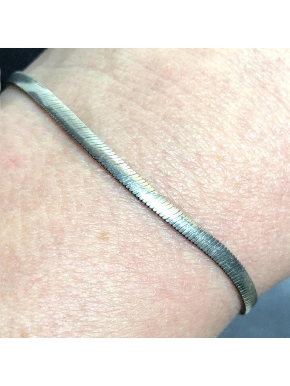 9643 Sterling Silver BB Italy 925 flat Snake Chain Bracelet 7.25" 4.7grams